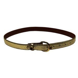 MZ Accessories of New York Genuine Snake Skin Belt Womens M Leather Gold Vtg 80s